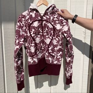 Lululemon Burgundy + Cream Scuba Hoodie